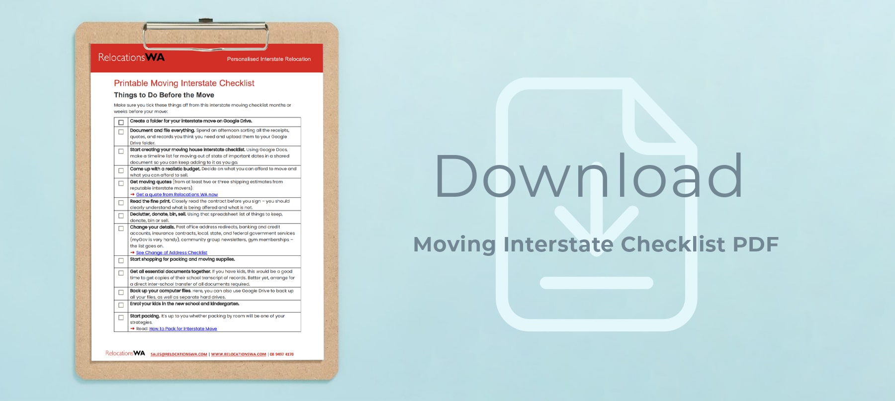 Moving Interstate Checklist PDF