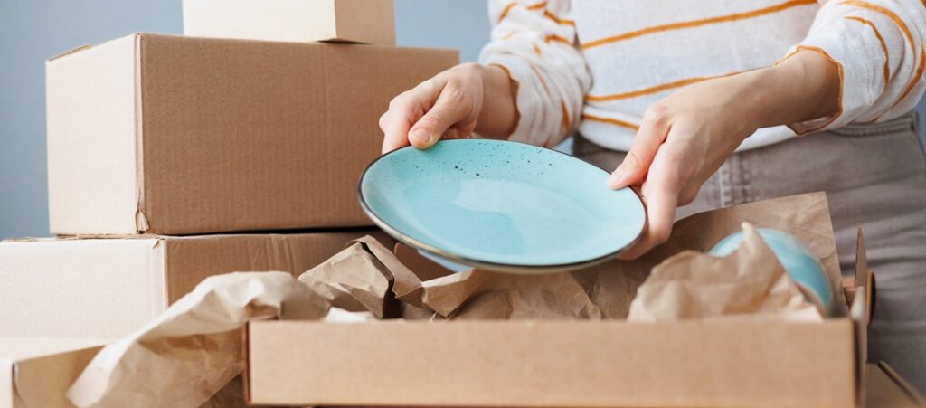 packing dishes for storage